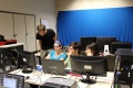 Fabio Sgrani, Filippo Golin, Lea Landucci e Alessandra Attanasi nel laboratorio video del Master durante la lavorazione del video interattivo per l'Opificio JM.jpg